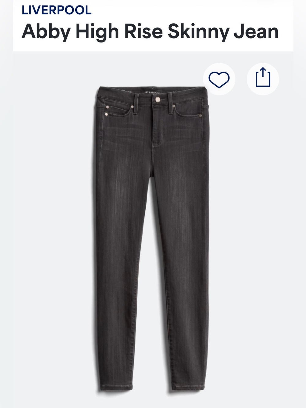 Liverpool Abby High Rise Skinny Jean - Charcoal